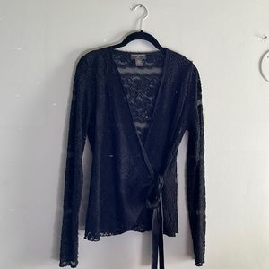 Long Sleeve Lace Wrap Shirt